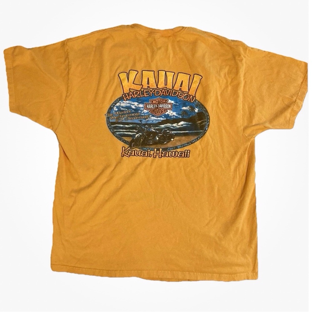 Harley Davidson Kauai Hawaii Men’s Tee Shirt, Yellow, 2XL, 100% Cotton